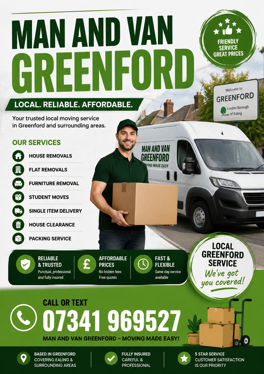 Man and Van Greenford same day house removals service